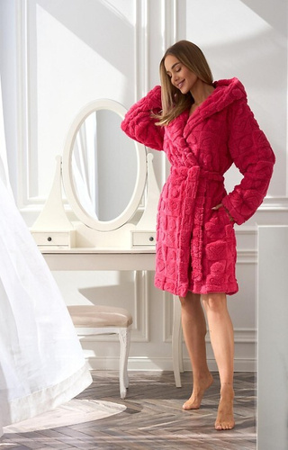 2553 Valentina L&L bata corta de mujer con capucha y bolsillos - frambuesa