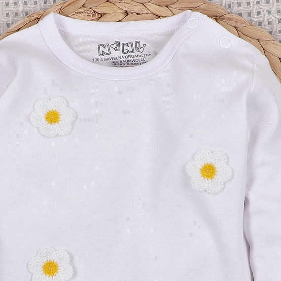 NINI LITTLE FLOWERS body blanco para bebé de algodón orgánico con bordado ABN-5761/BIA