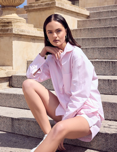Pijama mujer Sensis Bellina rosa de algodón con botones y bolsillos