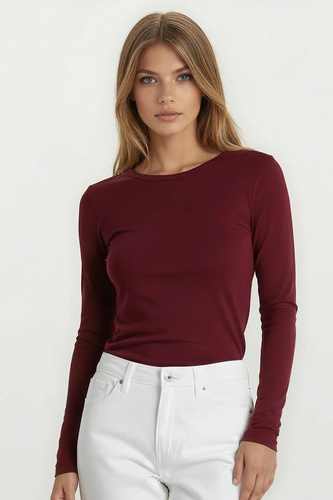 Irma Active Blusa Clásica de Mujer Eldar burdeos-Viscosa Blusa de manga larga, elástica y versátil