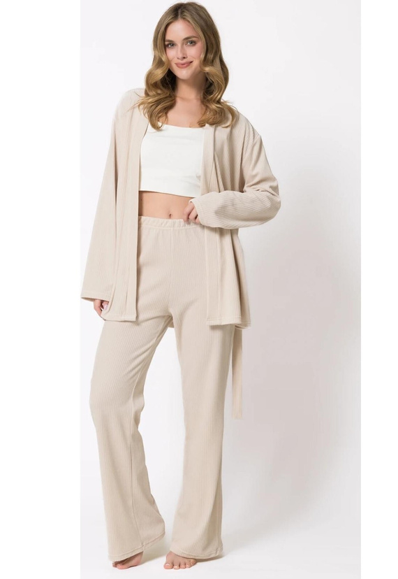 Leveza Donatell 1815 Conjunto de Mujer de Terciopelo Beige Pijama Homewear