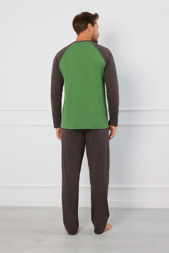 Pijama Alexander Hombre manga larga, pantalón largo Moda Italiana - verde/c.melange