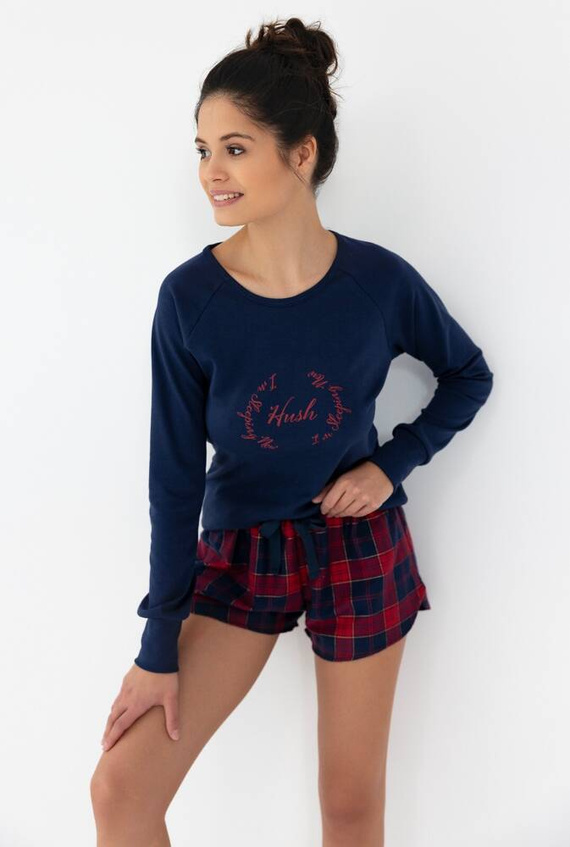 Clarissa Pijama de mujer Sensis Flannel - azul marino-rojo