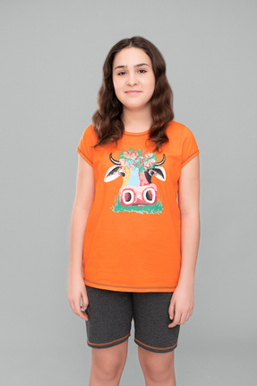 Pijama de niña Blonde Italian Fashion - naranja/melange oscuro