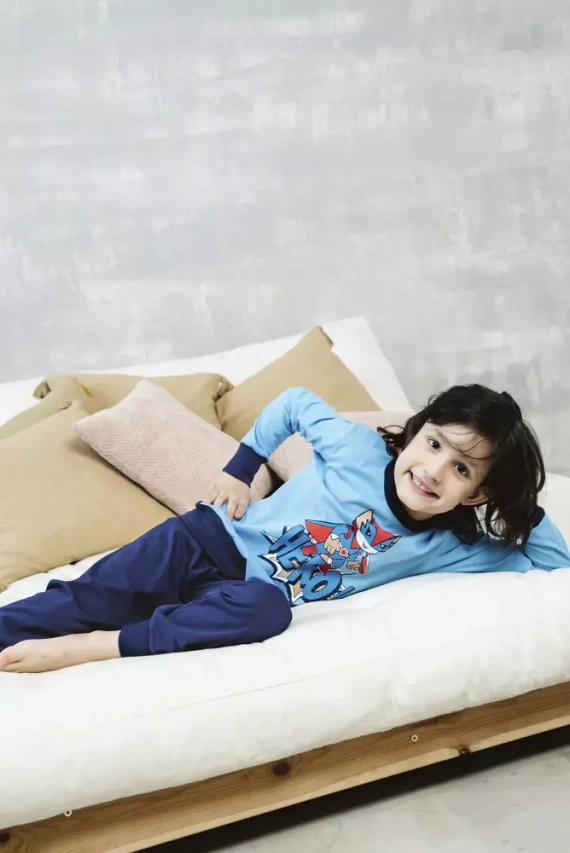 Remek Pijama de niño manga larga, pantalón largo Moda Italiana - azul