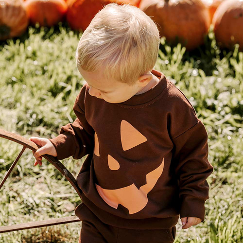 Eevi Halloween chándal niño marrón - cálido conjunto, sudadera y pantalón