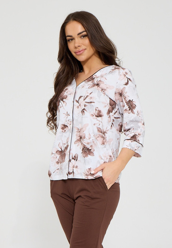 Pijama de mujer Cornette Simone 162/498 algodón botones manga 3/4 pantalón 7/8