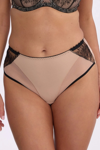 Braguitas de mujer Gaia GFP 1377 Isabela negras y beige, altas con bordado