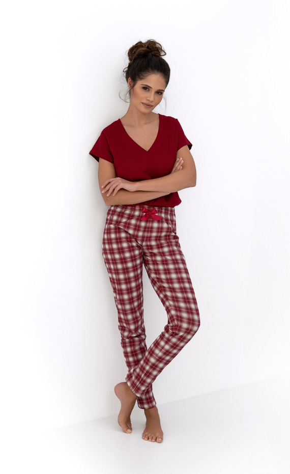 Pijama Alivia Sensis - pijama de mujer de algodón con camisa a cuadros y pantalón largo