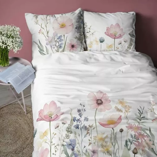 5429 Una ropa de cama de microfibra 3D con flores de prado en acuarela - Detexpol