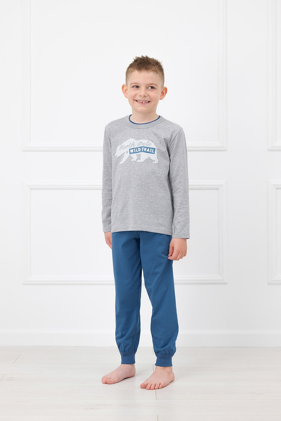 Pijama infantil masculina Italian Fashion Kasim 100% algodón manga larga - melange