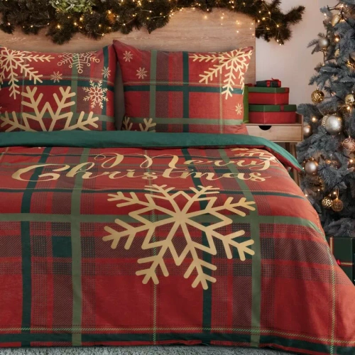 Ropa de cama navideña Eurofirany Estrella 100% algodón rojo y verde
