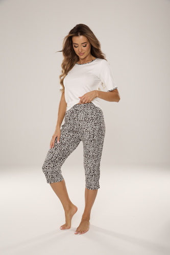 De Lafense 851 Kendall - Pantalón de pijama pantera 3/4 viscosa - pantera crudo