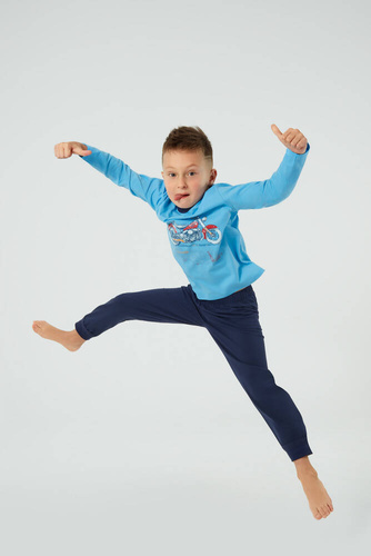 Pijama Junak para niño manga larga y pantalón Moda Italiana - azul/verde