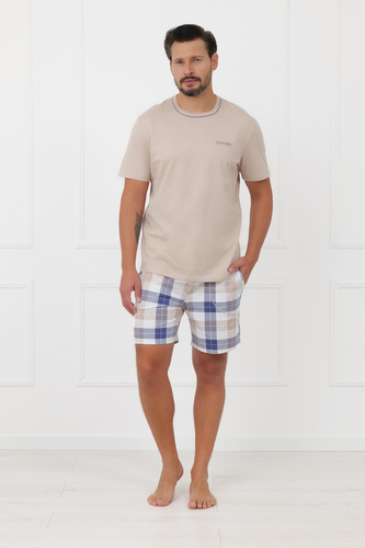 Pijama hombre Juno Italian Fashion 100% algodón manga corta shorts