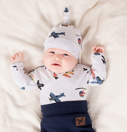 219054 Willy Nicol sombrero de bebé - algodón, aviones, atado