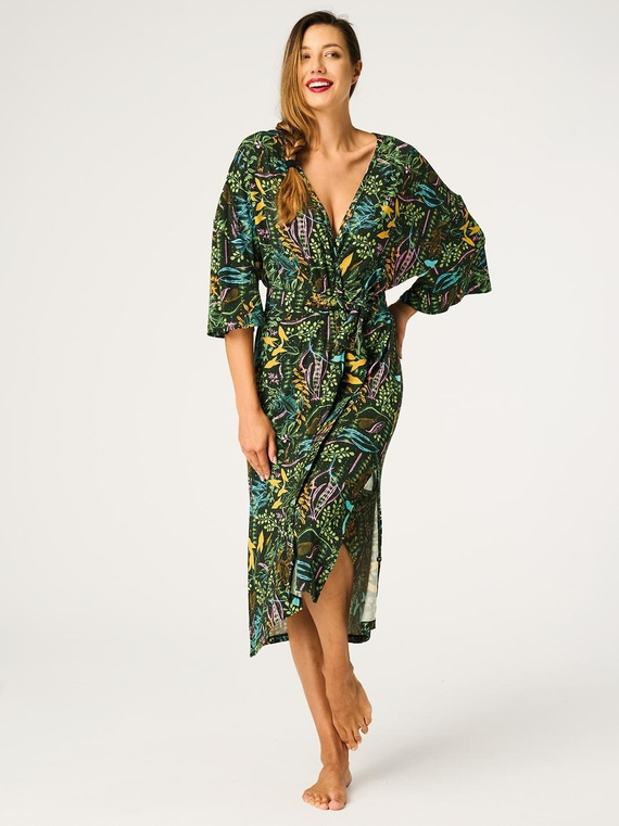 Key LGL 574 Verde – Bata mujer 95% viscosa con estampado