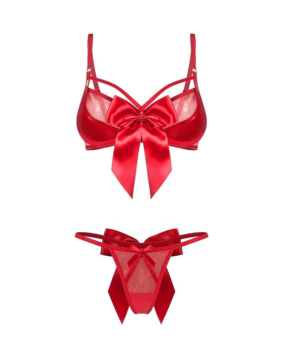 Obsessive Gifty Red conjunto rojo de 2 piezas con aros + tanga