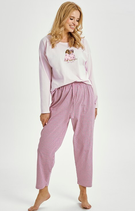 3434 Elisa Pijama de mujer Taro - 100% algodón, manga larga, estampado perritos