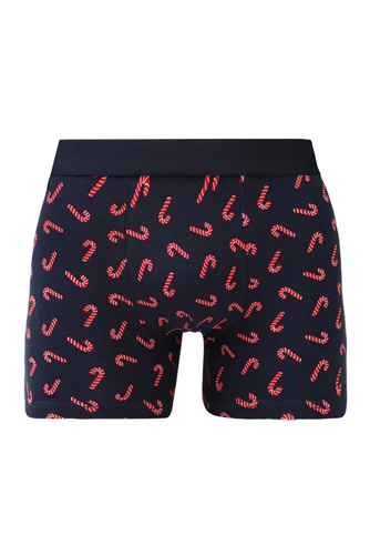 Conjunto masculino Moraj MBS1800-008 azul marino con bóxers y calcetines navideños