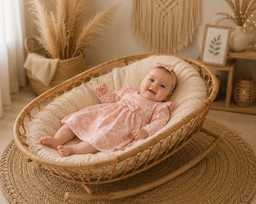 Vestido-body Mamatti SB16302 rosa de algodón con manga larga para niña