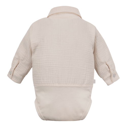 Ceremonia muselina camisa cuerpo con cuello para niño Eevi elegante- beige