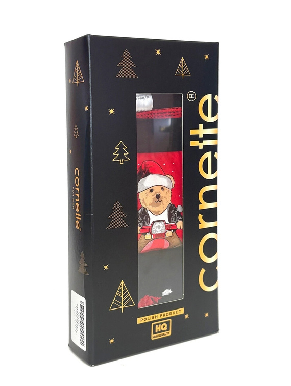Cornette Gift 914/08 conjunto masculino navideño bóxers y calcetines rojo-negro
