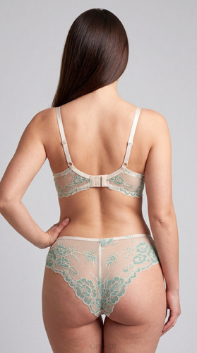 Bóxer Unikat Eloise beige y verde con encaje y tul elegante