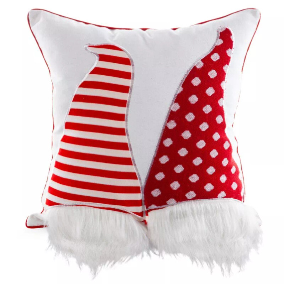 Chp 152 Eurofirany Funda de almohada navideña - blanca con gnomos rojos, decorativa