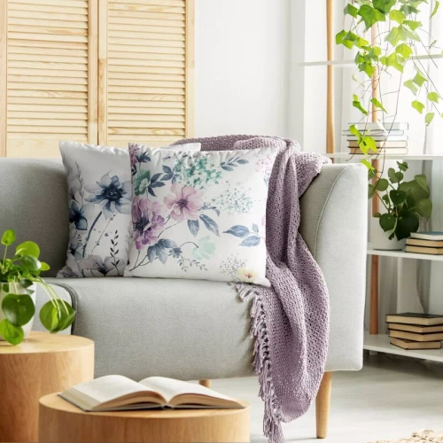 Funda cojín 45x45 Mink 32 Eurofirany terciopelo flores