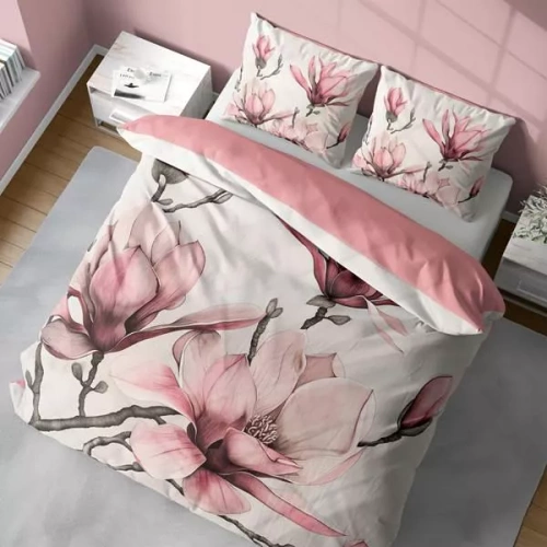 5433 Una ropa de cama de microfibra 3D con flores de magnolia en polvo - Detexpol