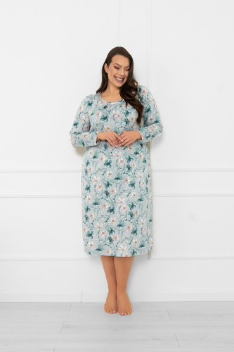 Camisón de señora Sekwoja - algodón, manga larga, estampado floral Moda Italiana