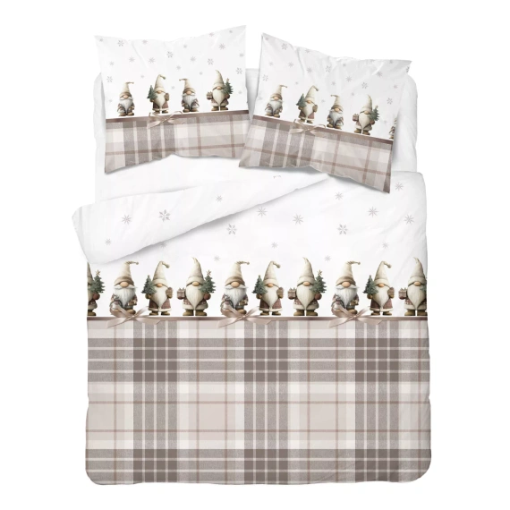 Ropa de cama Detexpol 6061 A Gnomos Navideños algodón blanco beige