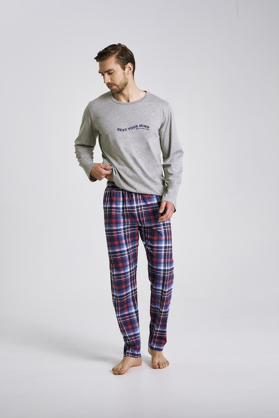 Pijama de hombre Franco 3478 Taro gris - algodón, manga larga, comodidad y estilo