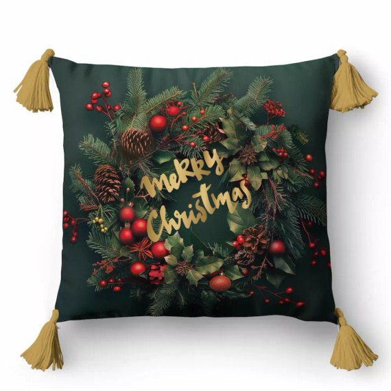 5377 A Merry Christmas Funda de cojín decorativa navideña Detexpol - zip