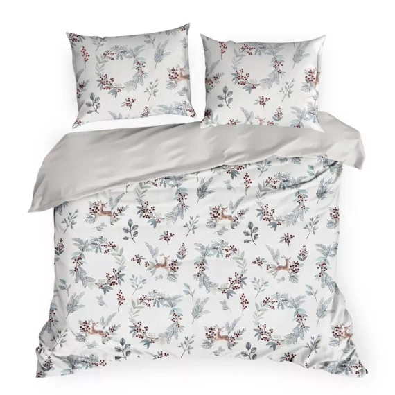 Ropa de cama navideña Peace Eurofirany blanca microfibra renos ramas