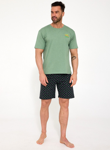 326/202 Pijama de hombre Cornette Crocodiles 2 - Algodón | Manga corta + Pantalones cortos | Dormir cómodo | Estampado de moda