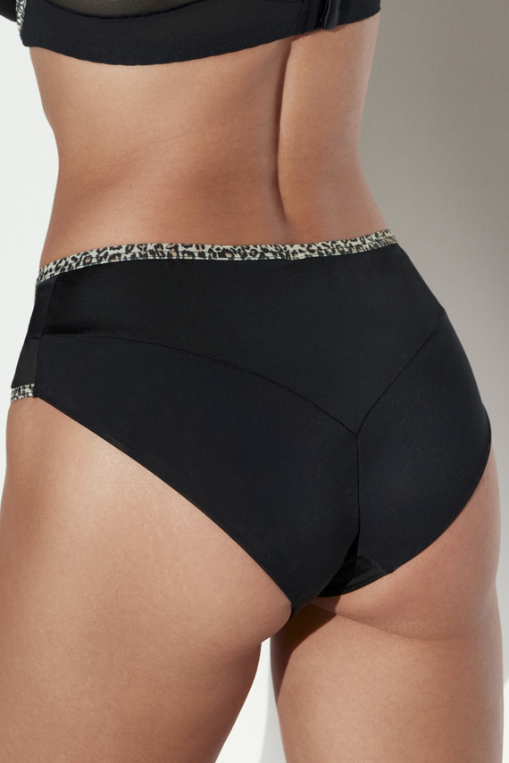 AVA 2272 Black Panther Braguitas de mujer negras con ribete de estampado de pantera
