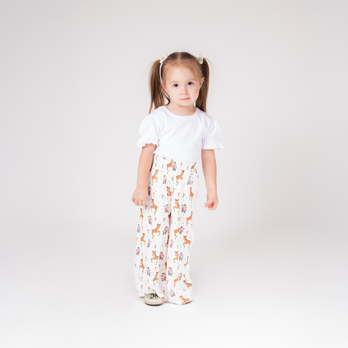 216198 Lala Nicol pantalón niño - blanco con sarnies y flores, talla 92-122