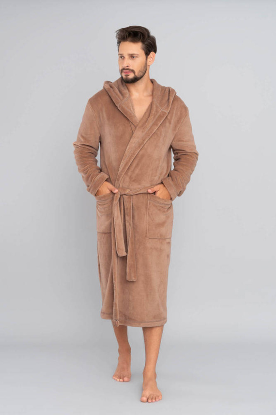Mimas Albornoz con capucha para hombre Italian Fashion- camel