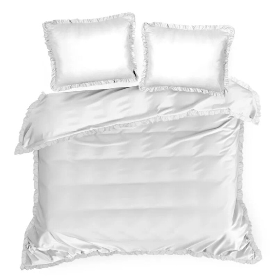 Ropa de cama de microfibra Eurofirany MI con volante, suave, con cremallera, blanca
