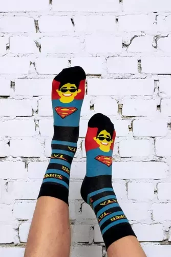 M41D Super Dad Calcetines Largos Moda Italiana - azul marino/colores