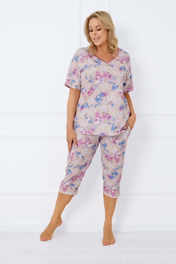Génova Pijama señora manga corta, pantalón 3/4 Moda Italiana - estampado