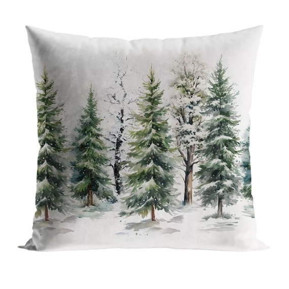 Bosque de invierno de Navidad funda de almohada de terciopelo verde Markizeta - decorativo, elegante, la producción polaca