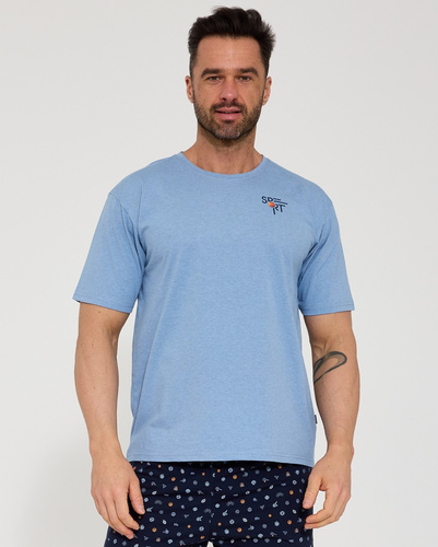 Pijama de hombre Sport 326/203 Cornette azul - pijama de verano para hombre en algodón, manga corta, pantalón corto, estilo deportivo y máximo confort