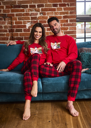 671/421 Pijama de invierno Cornette para mujer - Navidad, rojo, algodón, manga larga