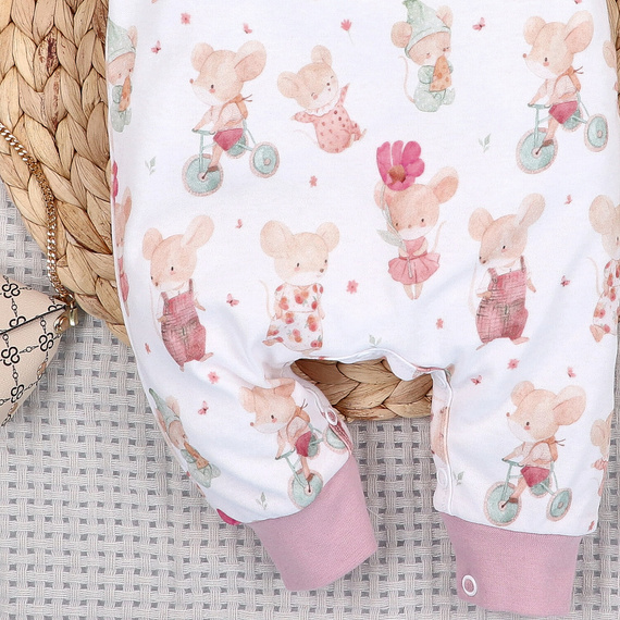 ABN-5537 Pelele Nini Happy Animals de algodón orgánico - botones de presión sin níquel, hipoalergénico, producción polaca