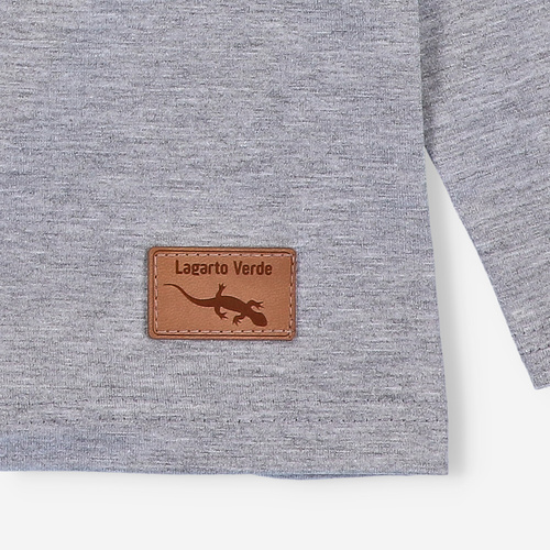 KAR-1018 Blusa de manga larga para niño Lagarto Verde gris - algodón con elastano, producción polaca