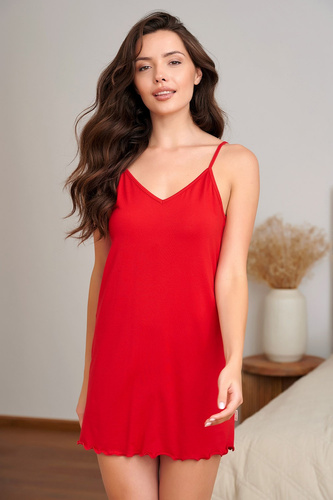 Doctor Nap 7534 Camisón de Mujer de Viscosa Rojo con Tirantes