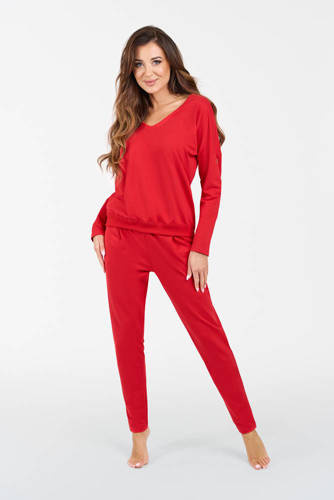 Karina Ladies conjunto manga larga, pantalón Italian Fashion - rojo